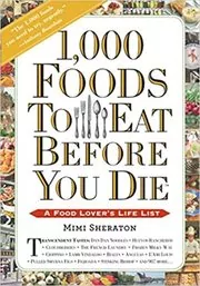 Book cover for "1,000 Foods To Eat Before You Die" by Mimi Sheraton