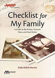 Book cover for "ABA/AARP Checklist for My Family" by Sally Balch Hurme