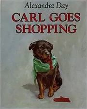 Book cover for "Carl Goes Shopping" by Alexandra Day