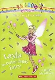 Book cover for "Layla the Cotton Candy Fairy" by Daisy Meadows